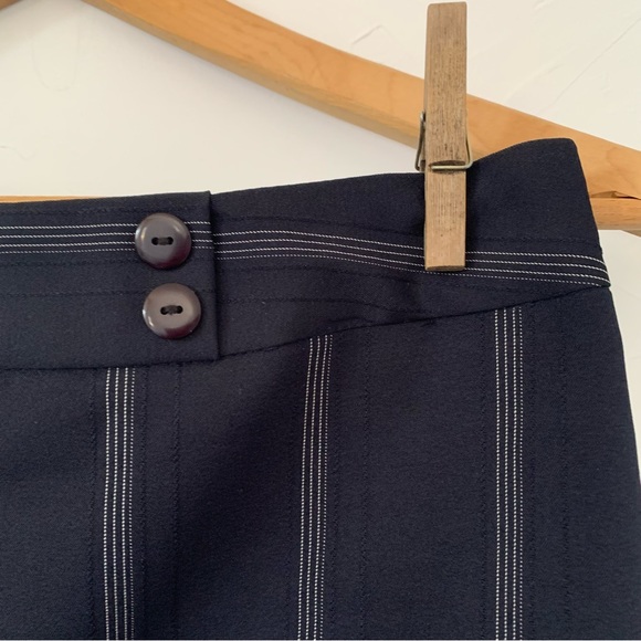 Vintage Y2K Black Deep Navy Pinstripe Mini Skirt Size 8/10 Micro Skirt - Picture 5 of 5